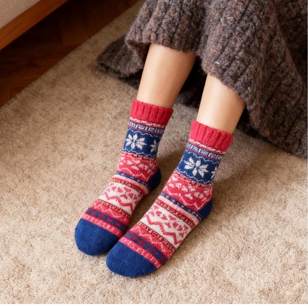 Vibrant Womens Wool-look Patterned Socks Set - Picture 7 of 10